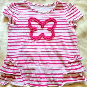 EUC Epic Threads Girls Striped Pink Butterfly Tee Size 6
